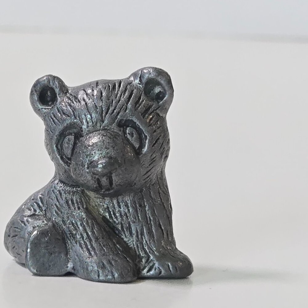 Vintage Pewter Bear Figurine Girl Scout Cookie Incentive 1994 Cub Sitting Metal